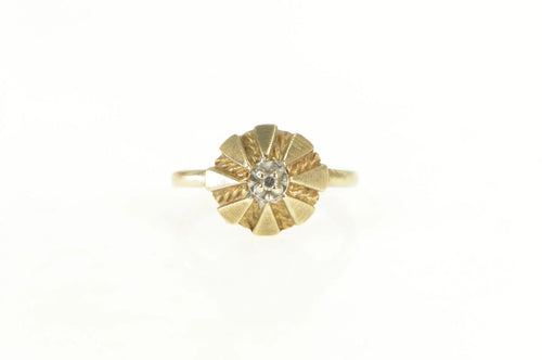 10K Diamond Domed Geometric Cluster Ring Yellow Gold