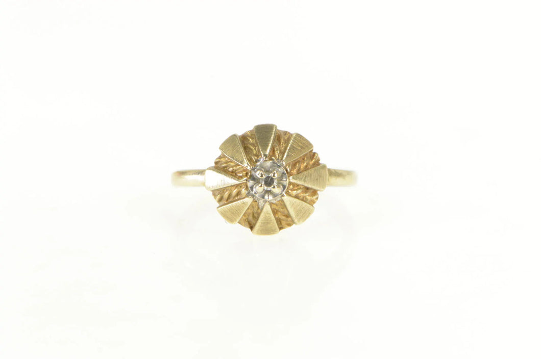 10K Diamond Domed Geometric Cluster Ring Yellow Gold