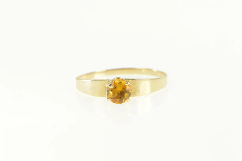 10K Round Citrine Solitaire Retro Statement Ring Yellow Gold