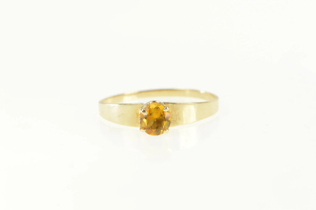 10K Round Citrine Solitaire Retro Statement Ring Yellow Gold