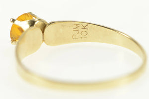 10K Round Citrine Solitaire Retro Statement Ring Yellow Gold