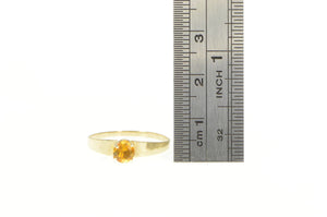 10K Round Citrine Solitaire Retro Statement Ring Yellow Gold