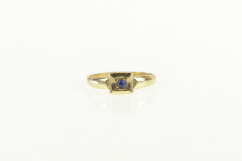 10K Squared Sim. Sapphire Vintage Childs Baby Ring Yellow Gold