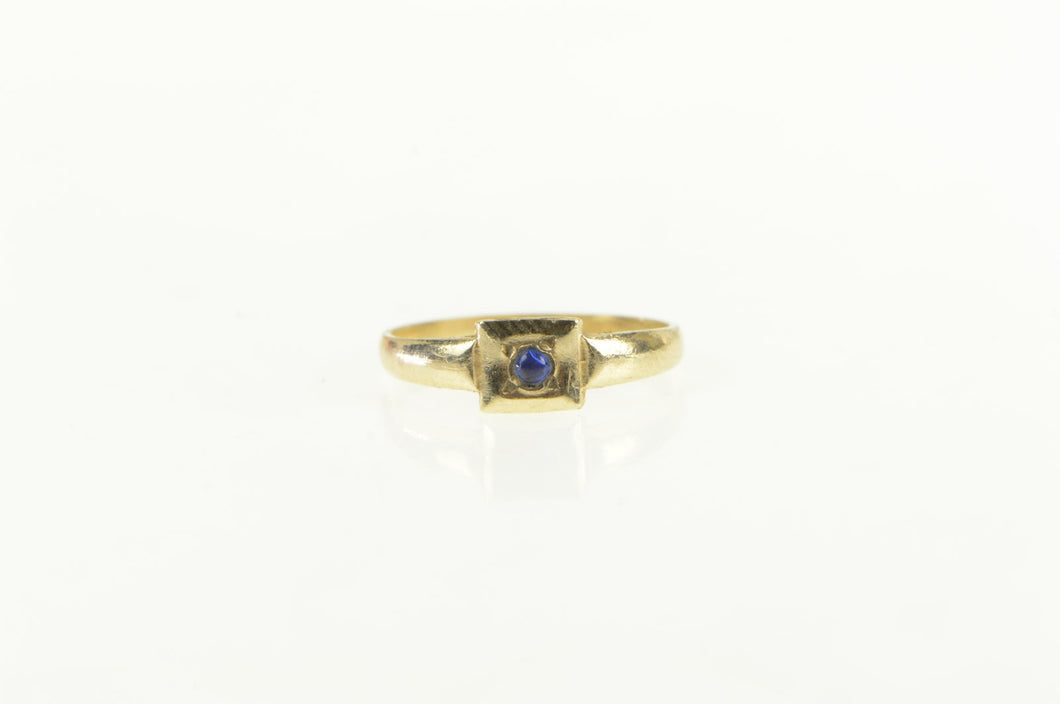 10K Squared Sim. Sapphire Vintage Childs Baby Ring Yellow Gold