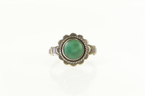 Sterling Silver Turquoise Southwestern Cabochon Flower Ring