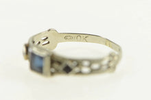Load image into Gallery viewer, 10K Art Deco Sim. Sapphire Vintage Baby Child&#39;s Ring White Gold
