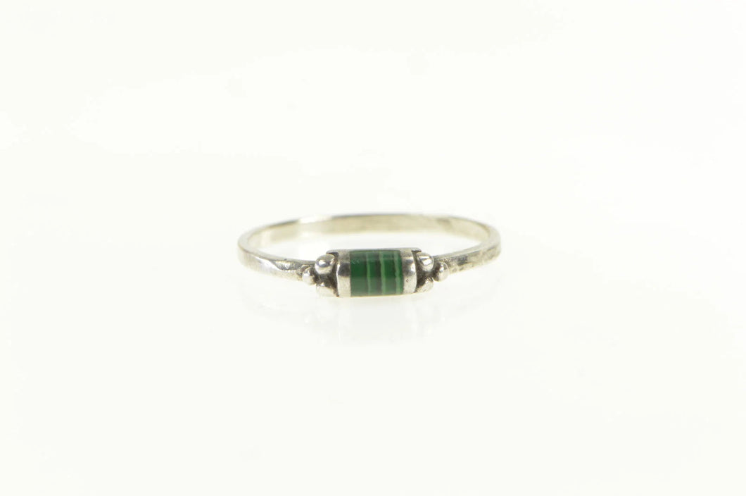 Sterling Silver Malachite Inlay Southwestern Handmade Ring