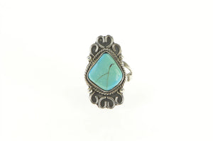 Sterling Silver Ornate Turquoise Cabochon Southwestern Ring