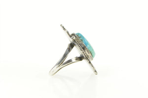 Sterling Silver Ornate Turquoise Cabochon Southwestern Ring