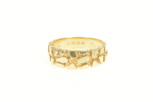 14K Textured Nugget Cluster Pattern Men's Ring Yellow Gold