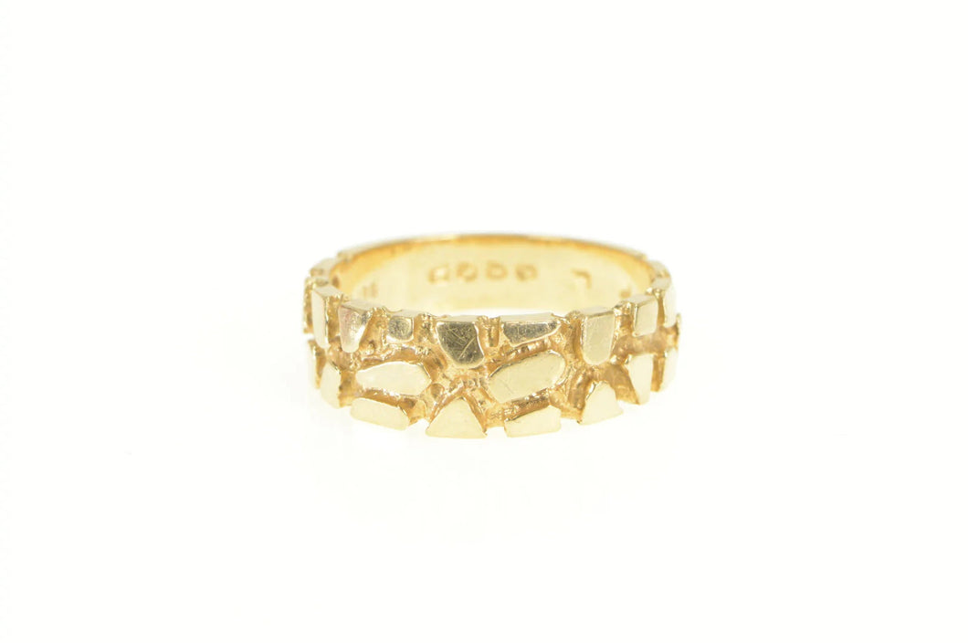 14K Textured Nugget Cluster Pattern Men's Ring Yellow Gold
