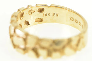 14K Textured Nugget Cluster Pattern Men's Ring Yellow Gold