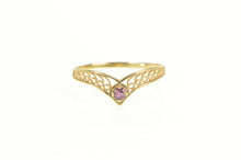 Load image into Gallery viewer, 14K Chevron Ruby Filigree Curved Statement Ring Yellow Gold