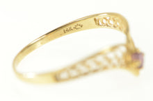 Load image into Gallery viewer, 14K Chevron Ruby Filigree Curved Statement Ring Yellow Gold