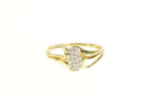 10K Classic Wavy Diamond Cluster Bypass Vintage Ring Yellow Gold