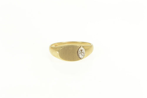 10K Retro Oval Diamond Accent Monogrammable Ring Yellow Gold