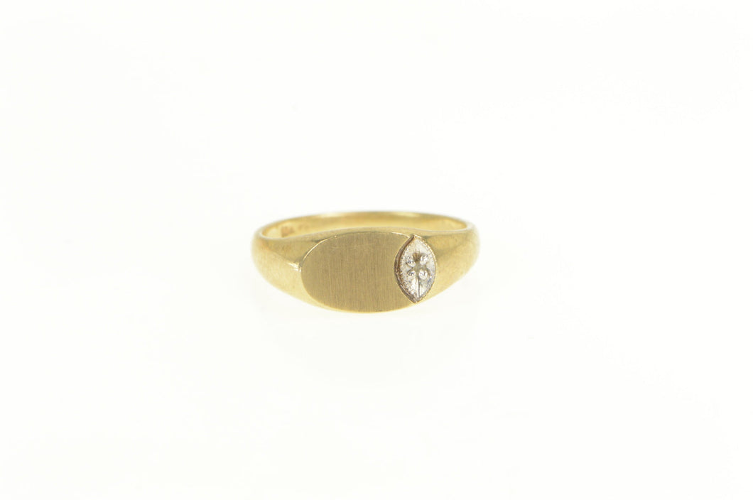 10K Retro Oval Diamond Accent Monogrammable Ring Yellow Gold