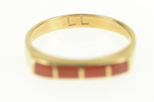 Load image into Gallery viewer, 14K Squared Coral Inlay Ornate LL Native American Ring Yellow Gold