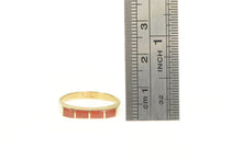 Load image into Gallery viewer, 14K Squared Coral Inlay Ornate LL Native American Ring Yellow Gold