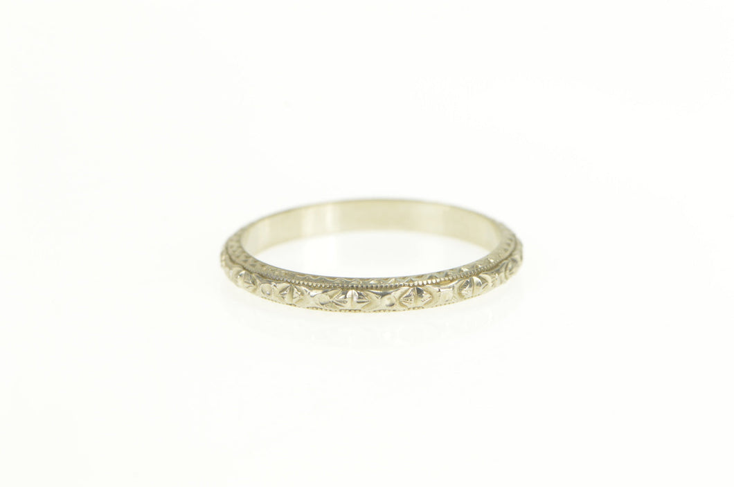 18K 2.5mm Art Deco Ornate Scroll Wedding Band Ring White Gold