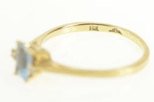 Load image into Gallery viewer, 10K Emerald Cut Blue Topaz Diamond Accent Ring Yellow Gold
