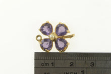 Load image into Gallery viewer, 14K Pear Amethyst Seed Pearl Clover Shamrock Charm/Pendant Yellow Gold