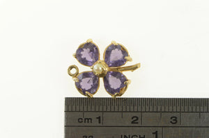 14K Pear Amethyst Seed Pearl Clover Shamrock Charm/Pendant Yellow Gold