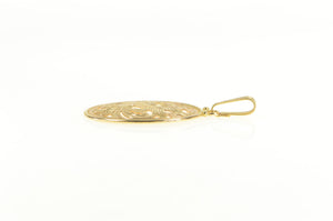 14K Phoenix Change Rebirth Symbol Oval Filigree Charm/Pendant Yellow Gold