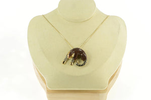 14K 3D Enamel Leopard Cheetah Big Cat Pendant Yellow Gold