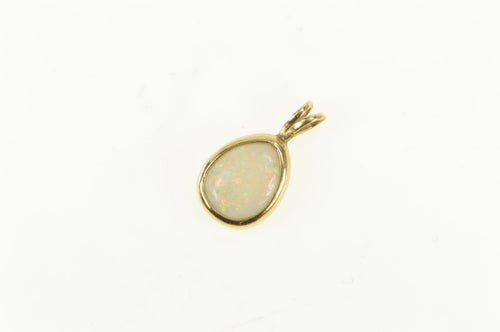 14K Natural Opal Ornate Bezel Inset Vintage Pendant Yellow Gold