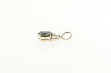 Load image into Gallery viewer, 18K Oval Natural Sapphire Diamond Cluster Pendant White Gold