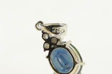 Load image into Gallery viewer, 18K Oval Natural Sapphire Diamond Cluster Pendant White Gold