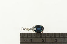 Load image into Gallery viewer, 18K Oval Natural Sapphire Diamond Cluster Pendant White Gold