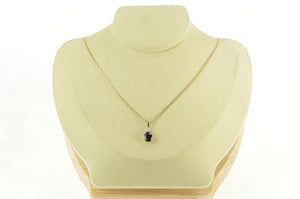 18K Oval Natural Sapphire Diamond Cluster Pendant White Gold
