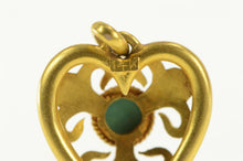Load image into Gallery viewer, 14K Victorian Heart Turquoise Ornate Filigree Pendant Yellow Gold