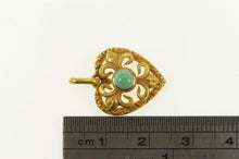 Load image into Gallery viewer, 14K Victorian Heart Turquoise Ornate Filigree Pendant Yellow Gold