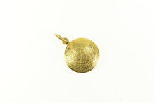 Load image into Gallery viewer, 14K Domed Hieroglyphic Spiral Symbol Medallion Charm/Pendant Yellow Gold