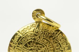 14K Domed Hieroglyphic Spiral Symbol Medallion Charm/Pendant Yellow Gold