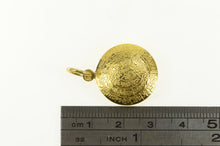 Load image into Gallery viewer, 14K Domed Hieroglyphic Spiral Symbol Medallion Charm/Pendant Yellow Gold