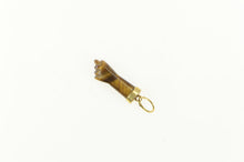 Load image into Gallery viewer, 14K Victorian Tigers Eye Carved Figa Hand Symbol Charm/Pendant Yellow Gold