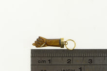 Load image into Gallery viewer, 14K Victorian Tigers Eye Carved Figa Hand Symbol Charm/Pendant Yellow Gold