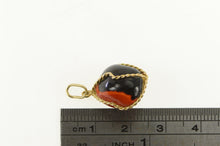Load image into Gallery viewer, 14K Red &amp; Black Stone Wrapped Vintage Charm/Pendant Yellow Gold