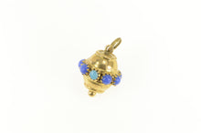 Load image into Gallery viewer, 18K Victorian Lapis Lazuli Turquoise Ornate Charm/Pendant Yellow Gold