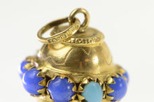 Load image into Gallery viewer, 18K Victorian Lapis Lazuli Turquoise Ornate Charm/Pendant Yellow Gold