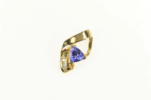 14K 0.84 Ctw Trillion Tanzanite Diamond Loop Pendant Yellow Gold