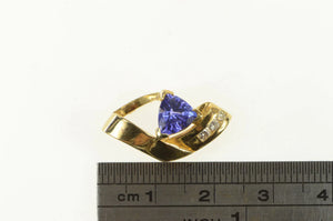 14K 0.84 Ctw Trillion Tanzanite Diamond Loop Pendant Yellow Gold