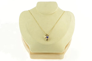 14K 0.84 Ctw Trillion Tanzanite Diamond Loop Pendant Yellow Gold