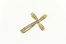 Load image into Gallery viewer, 14K 0.75 Ctw Diamond Cross Faith Symbol Curvy Pendant Yellow Gold