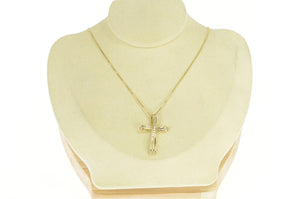 14K 0.75 Ctw Diamond Cross Faith Symbol Curvy Pendant Yellow Gold