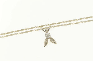 14K Art Deco 0.16 Ctw OEC Diamond Cluster Chain Necklace White Gold